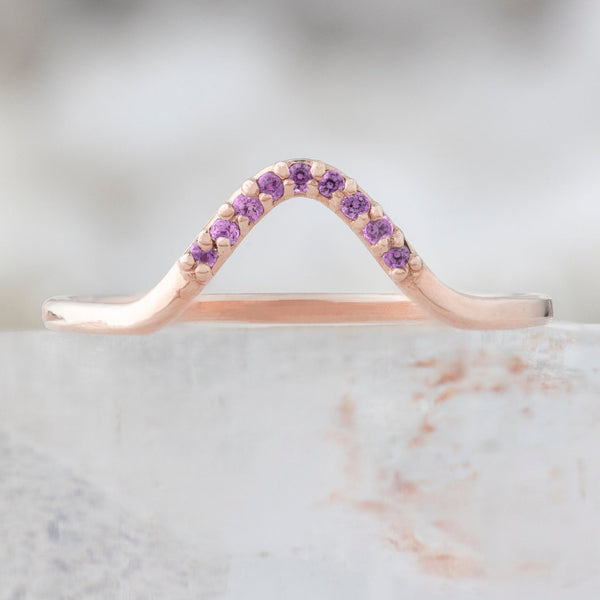 Alexis Russell Wedding Bands Ruby Pavé Peak Stacking Band | Yellow, Rose or White Gold