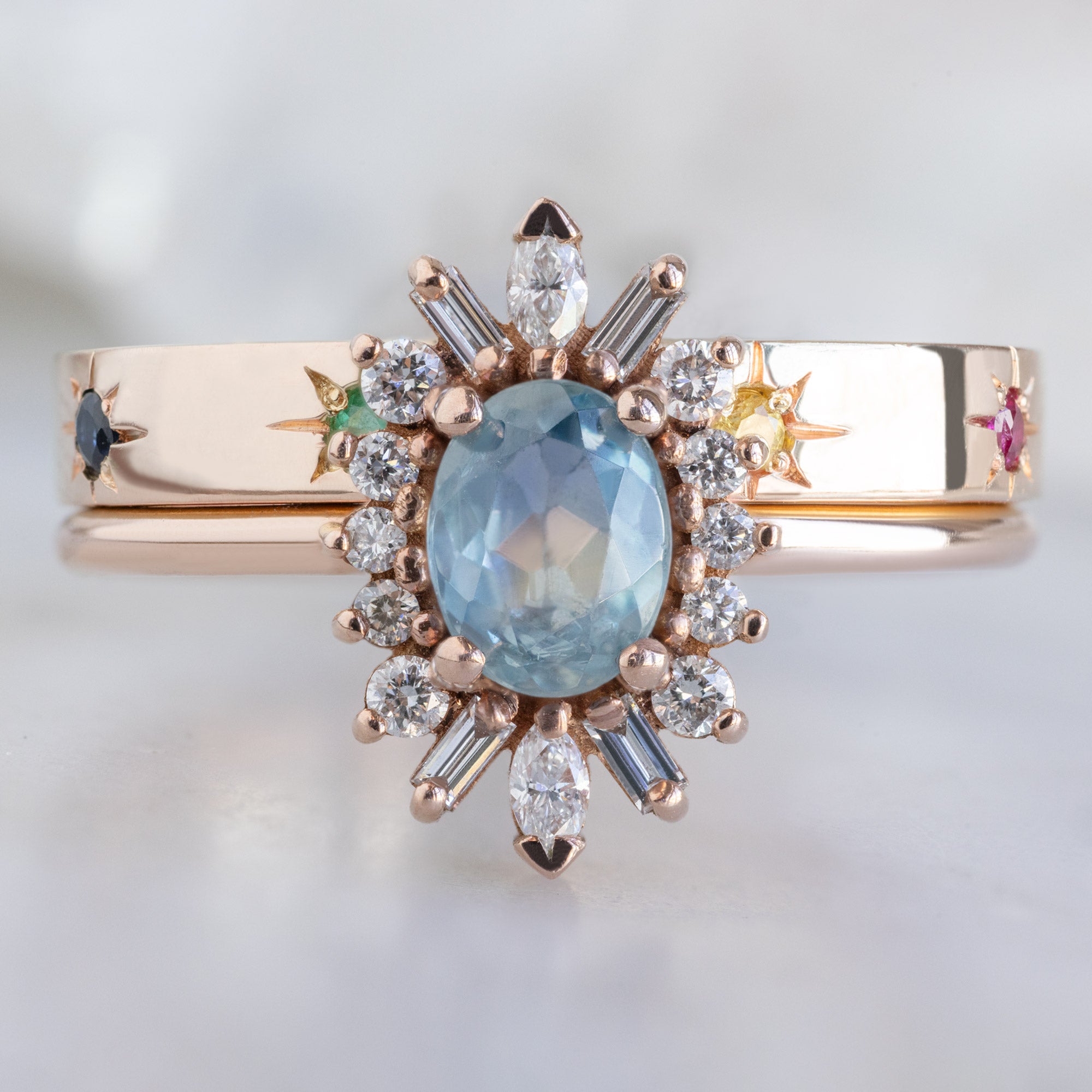 Star-Set Rainbow Sapphire Band | Yellow, Rose or White Gold