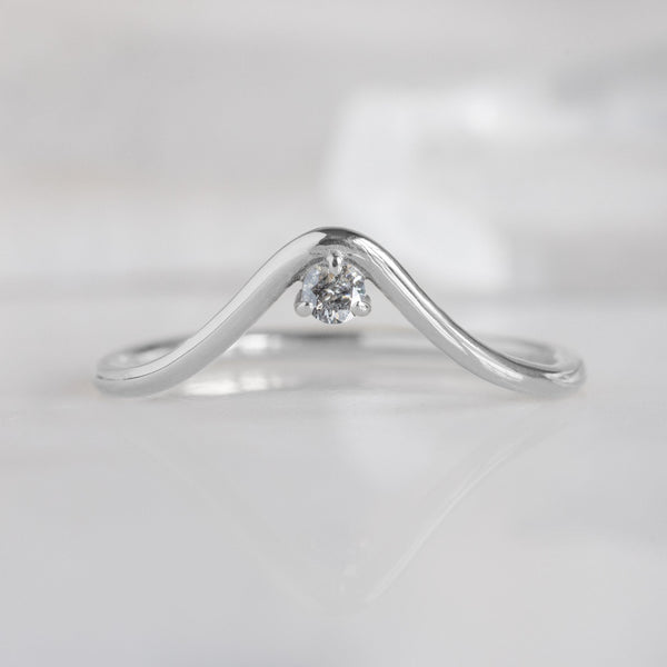 Alexis Russell Wedding Bands Salt and Pepper Diamond Peak Stacking Band | White Gold