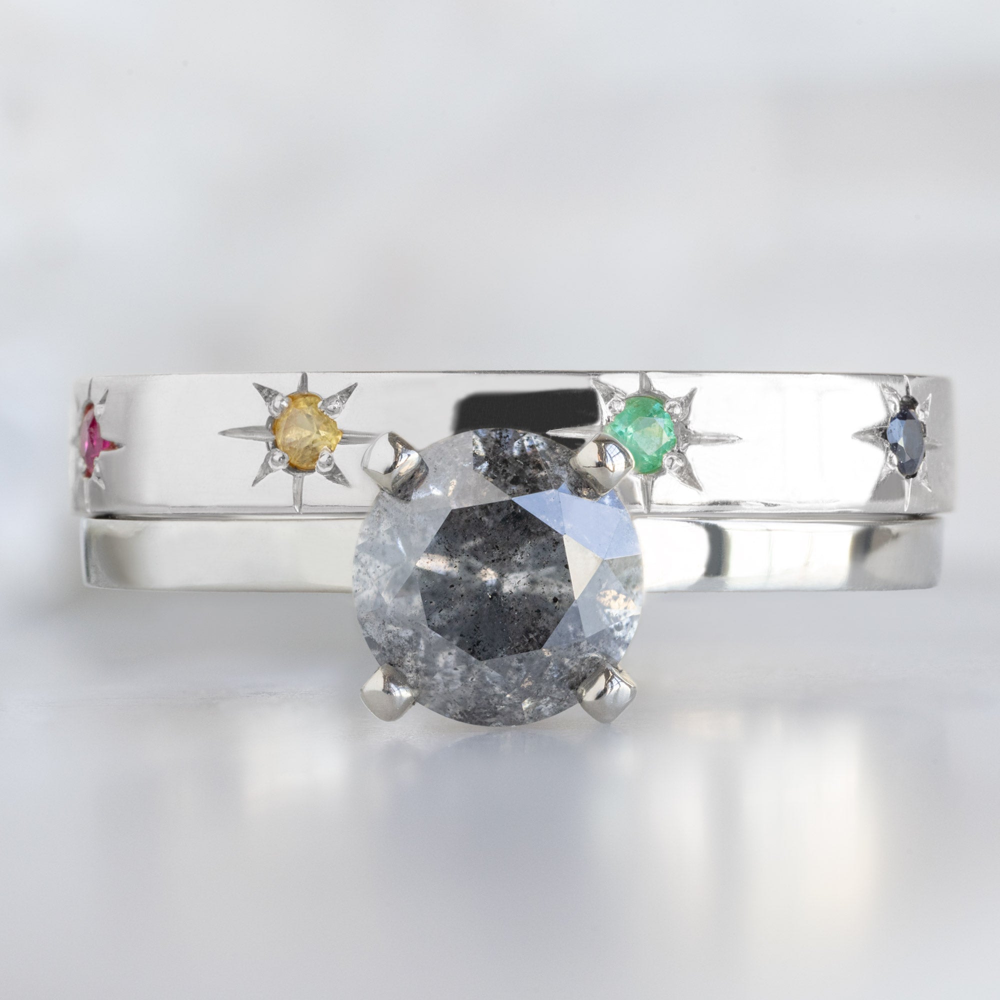 Star-Set Rainbow Sapphire Band | Yellow, Rose or White Gold