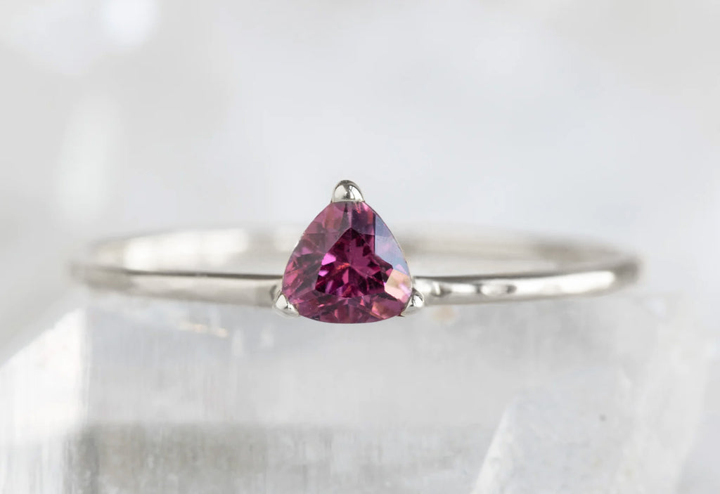 Pink Garnet Crown Ring-14k White Gold