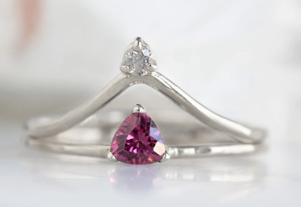 Pink Garnet Crown Ring-14k White Gold