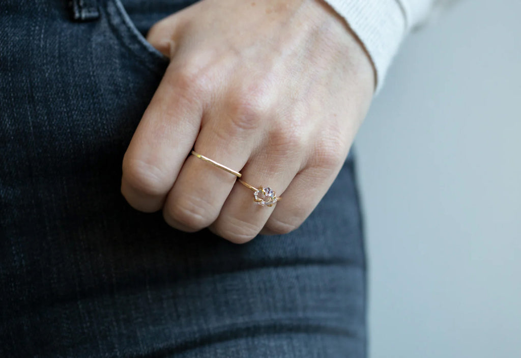 Herkimer Diamond Ring-Yellow Gold Filled