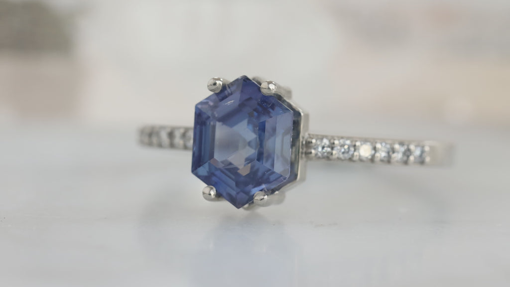 The Willow Ring with a Blue Violet Sapphire