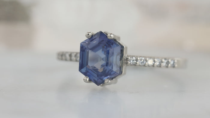 The Willow Ring with a Blue Violet Sapphire