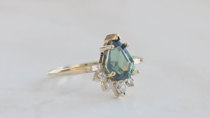 The Posy Ring with a Geometric Sapphire