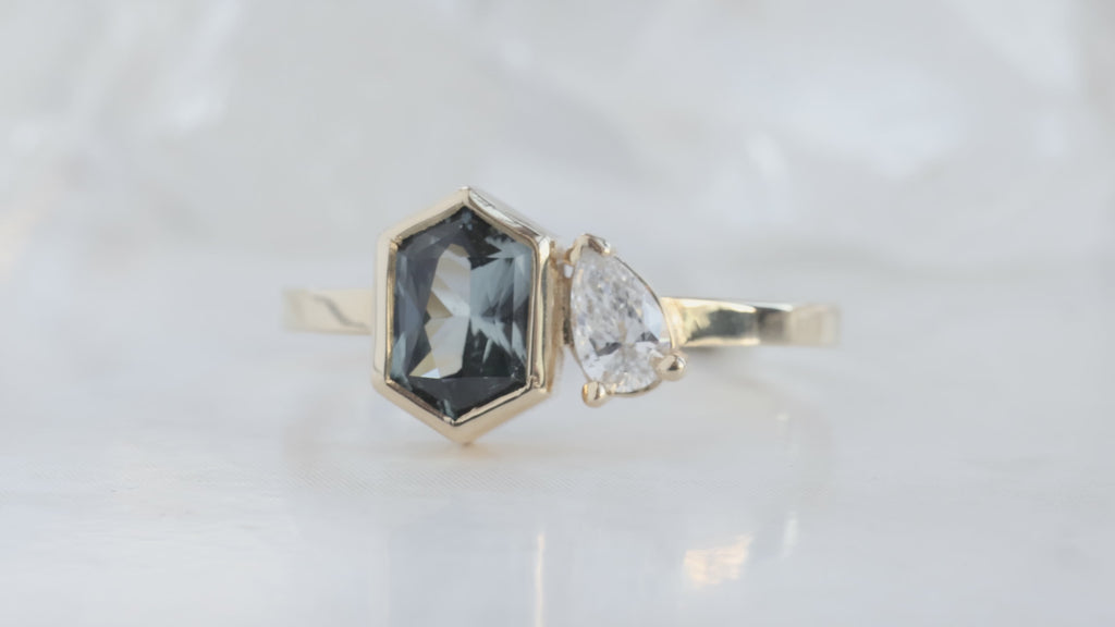 The You & Me Ring with a Sapphire + White Diamond