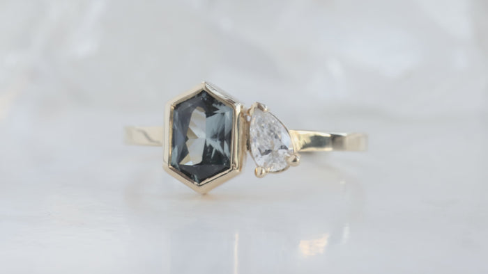 The You & Me Ring with a Sapphire + White Diamond