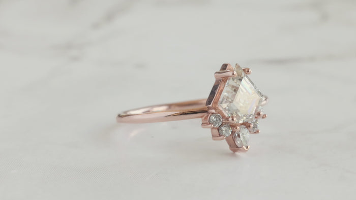 The Aster Ring with a Shield-Cut Pink Diamond