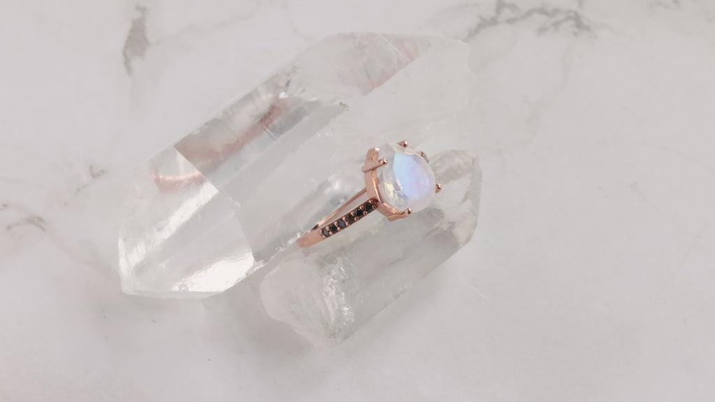 The Willow Ring with a Pear-Cut Moonstone