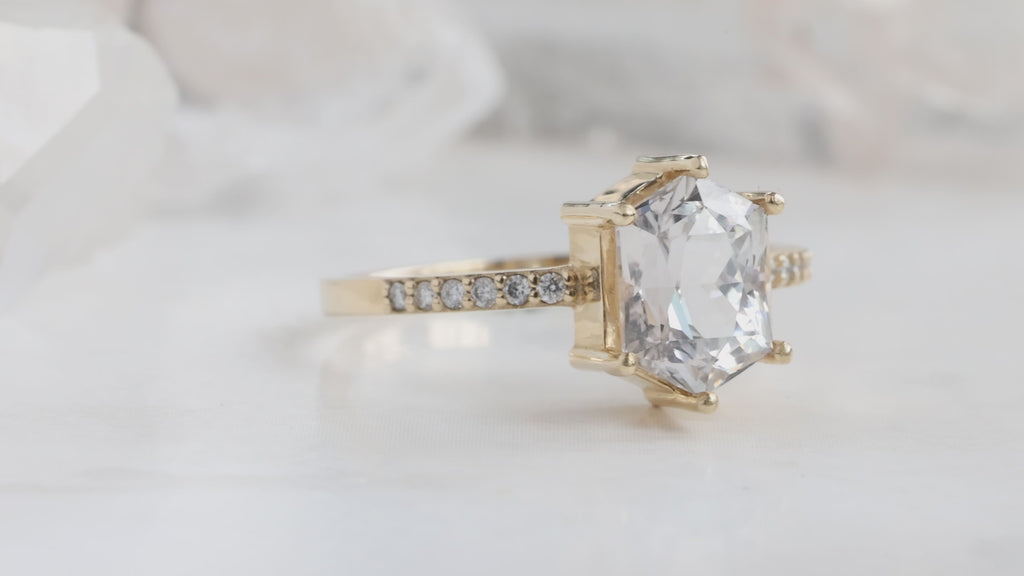 The Willow Ring with a Sapphire Hexagon