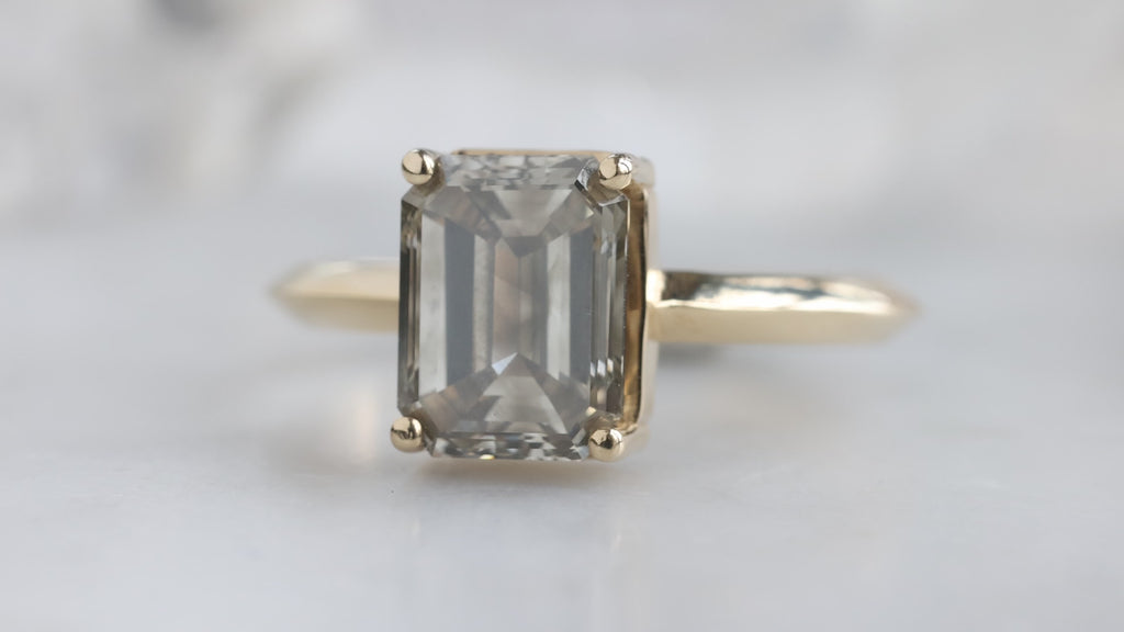 The Bryn Ring with an Emerald-Cut Grey Diamond