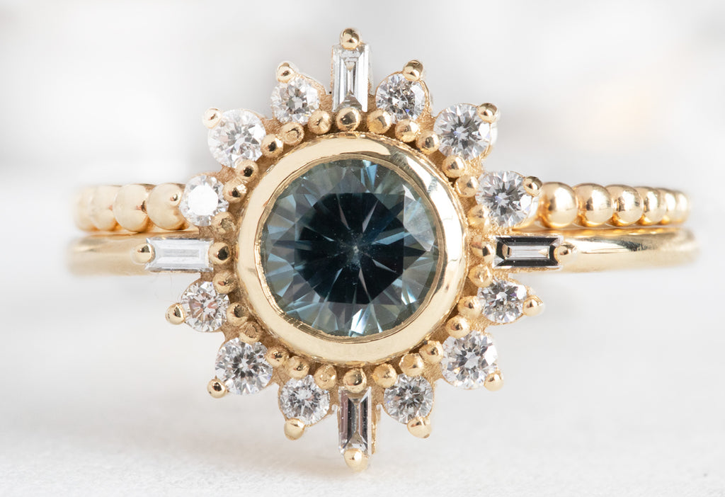 The Compass Ring with a Round-Cut Sapphire