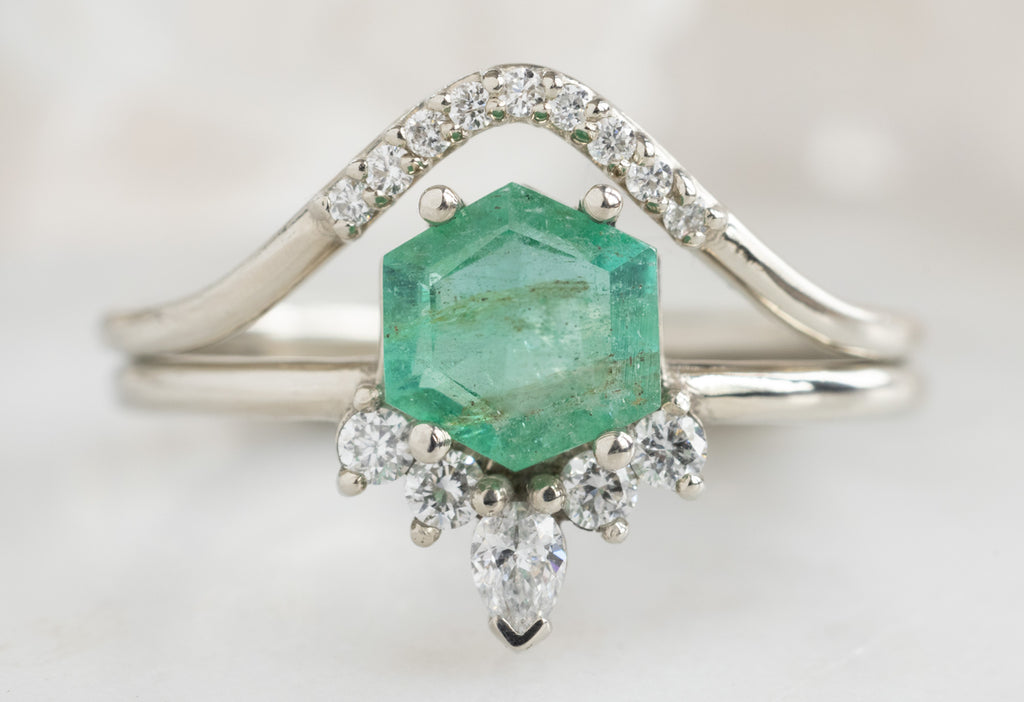 The Aster Ring with an Emerald Hexagon