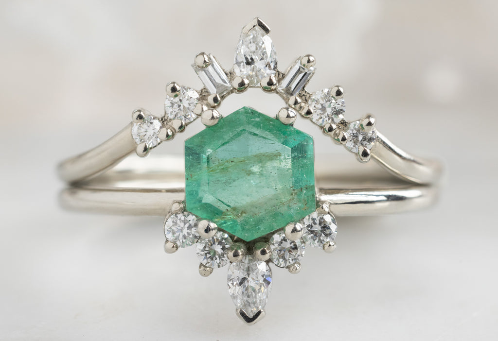 The Aster Ring with an Emerald Hexagon