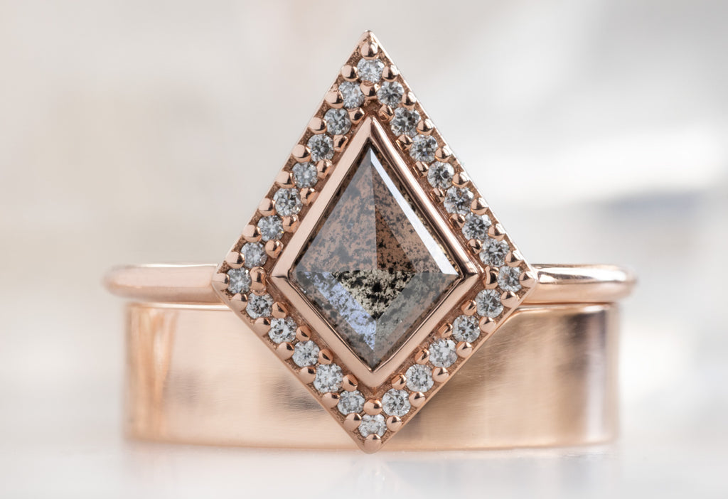 The Dahlia Ring with a Salt and Pepper Kite-Shaped Diamond