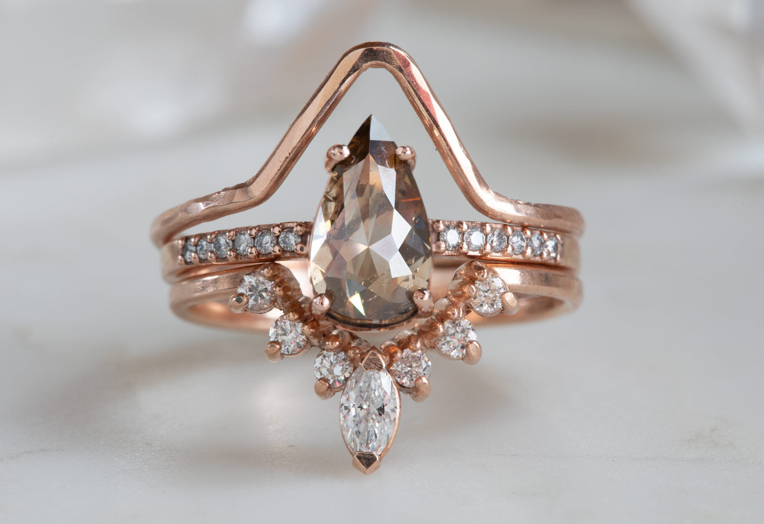 Fascinating Diamonds 1 Carat Scalloped Diamond Round Cut Wedding Band Rose Gold