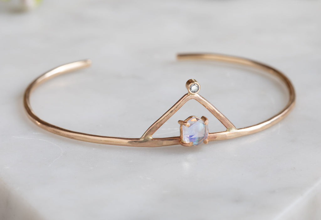 Moonstone + Diamond Crown Bracelet