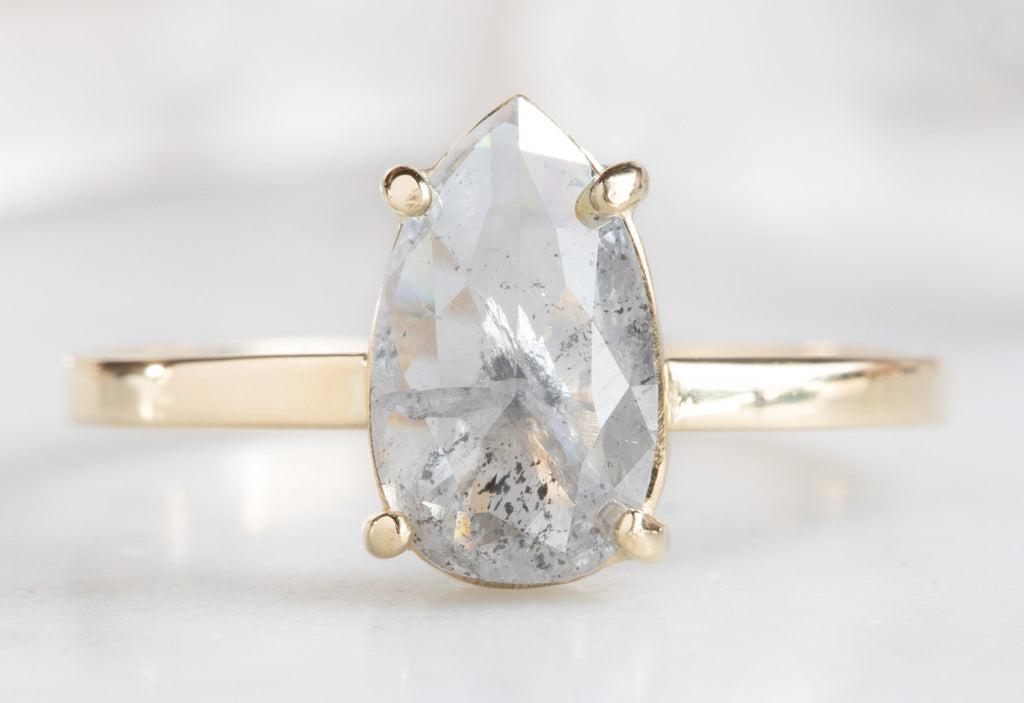 One of a Kind Rose Cut Salt & Pepper Diamond Engagement Ring