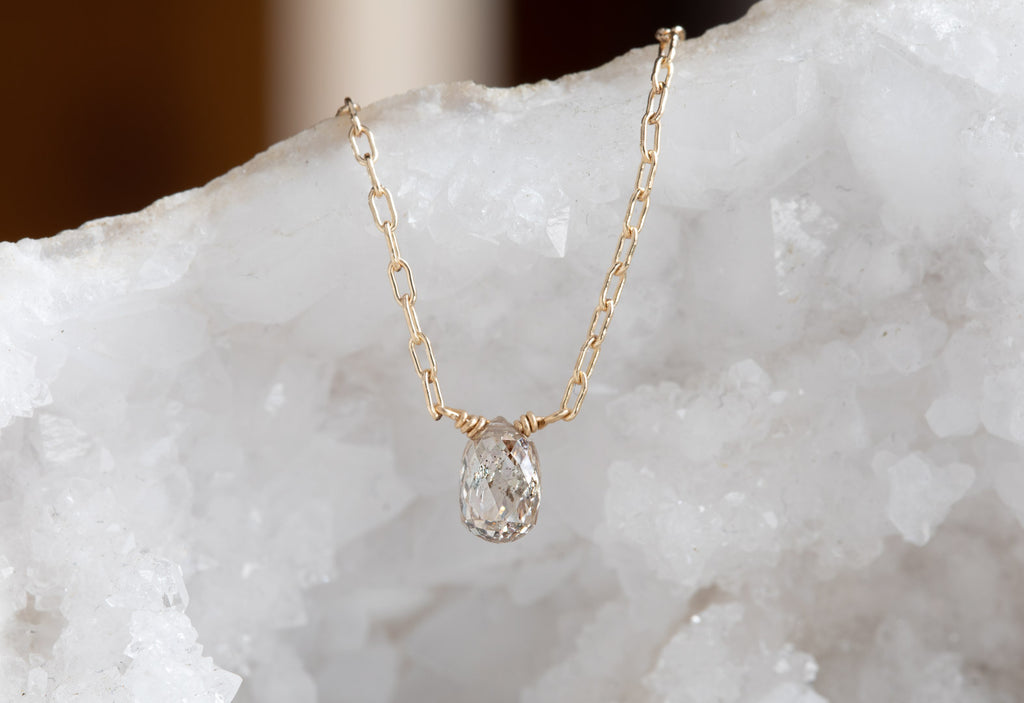 Simple Diamond Briolette Necklace