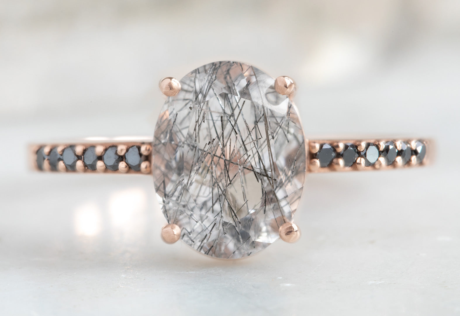 Hexagon cut black rutilated quartz ring vintage unique engagement ring –  Ohjewel