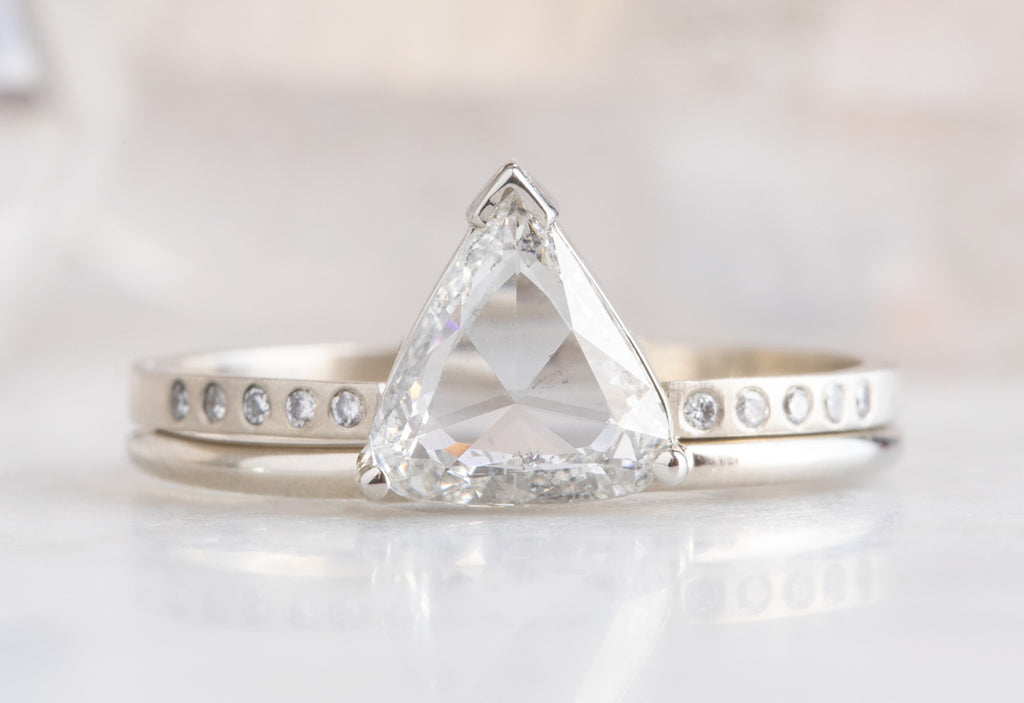 White Step-cut Hexagon Diamond Engagement Ring