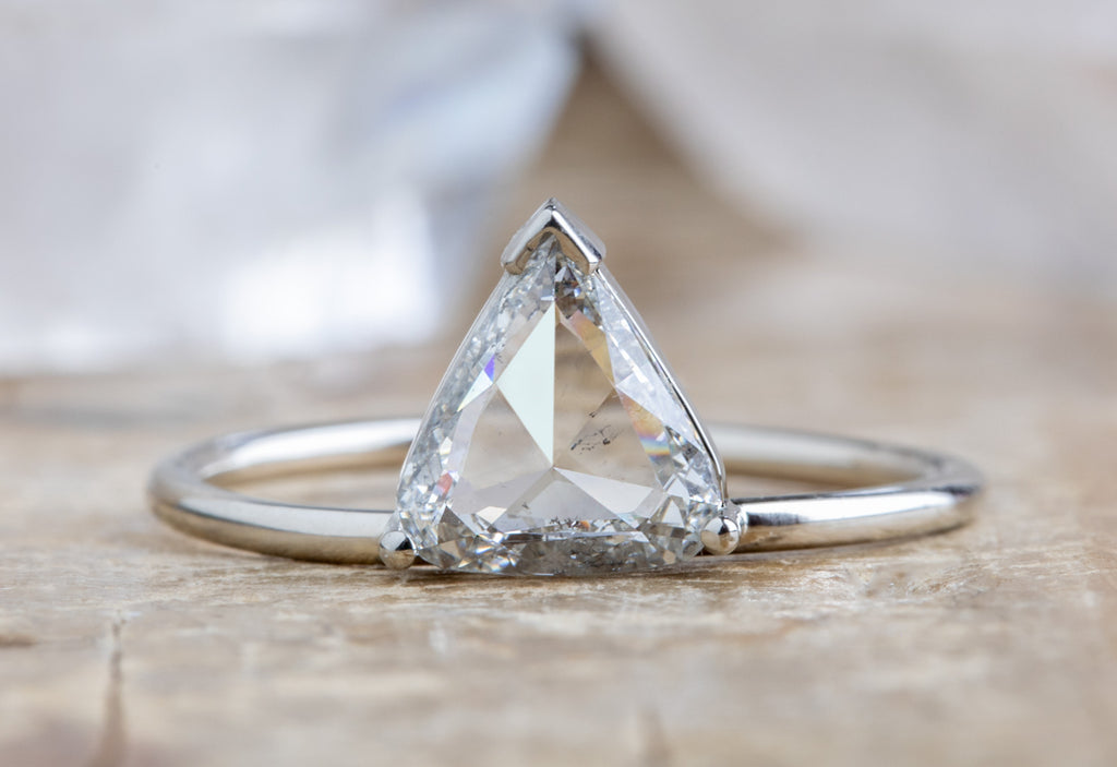 White Step-cut Hexagon Diamond Engagement Ring