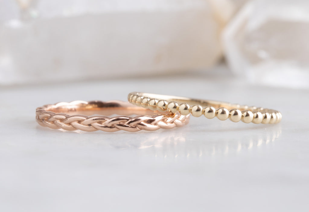 Gold Beaded Stacking Band