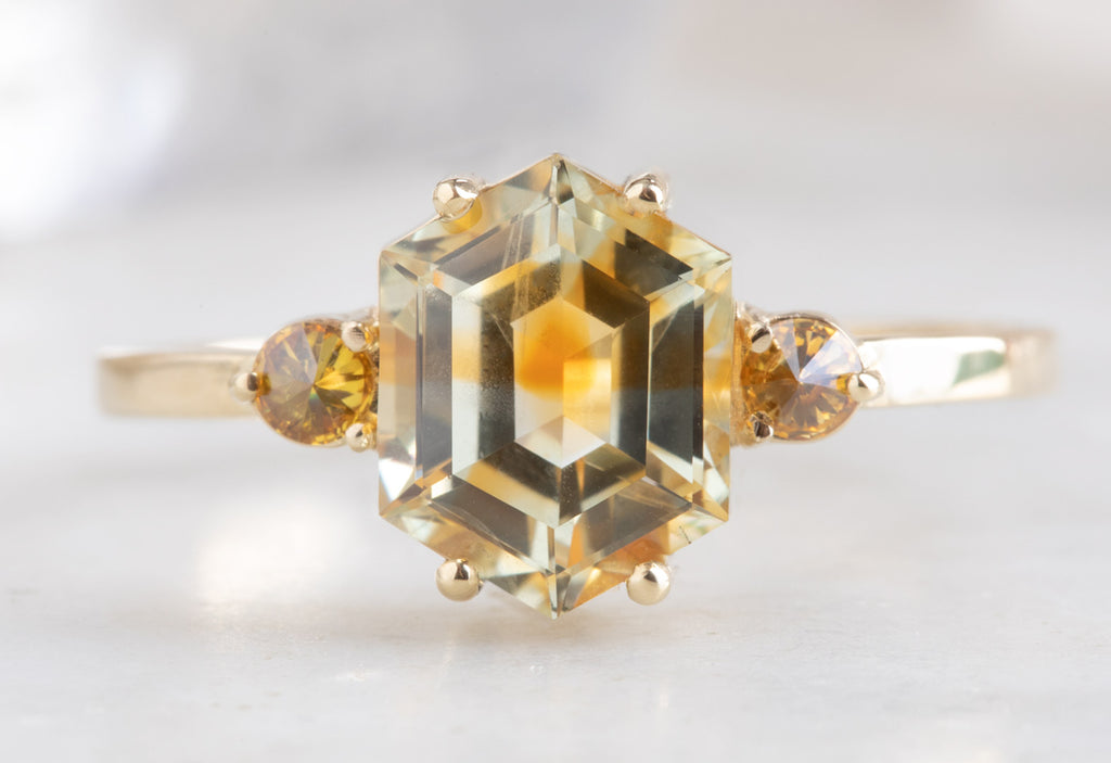 One of a Kind Bicolor Montana Sapphire + Diamond Engagement Ring