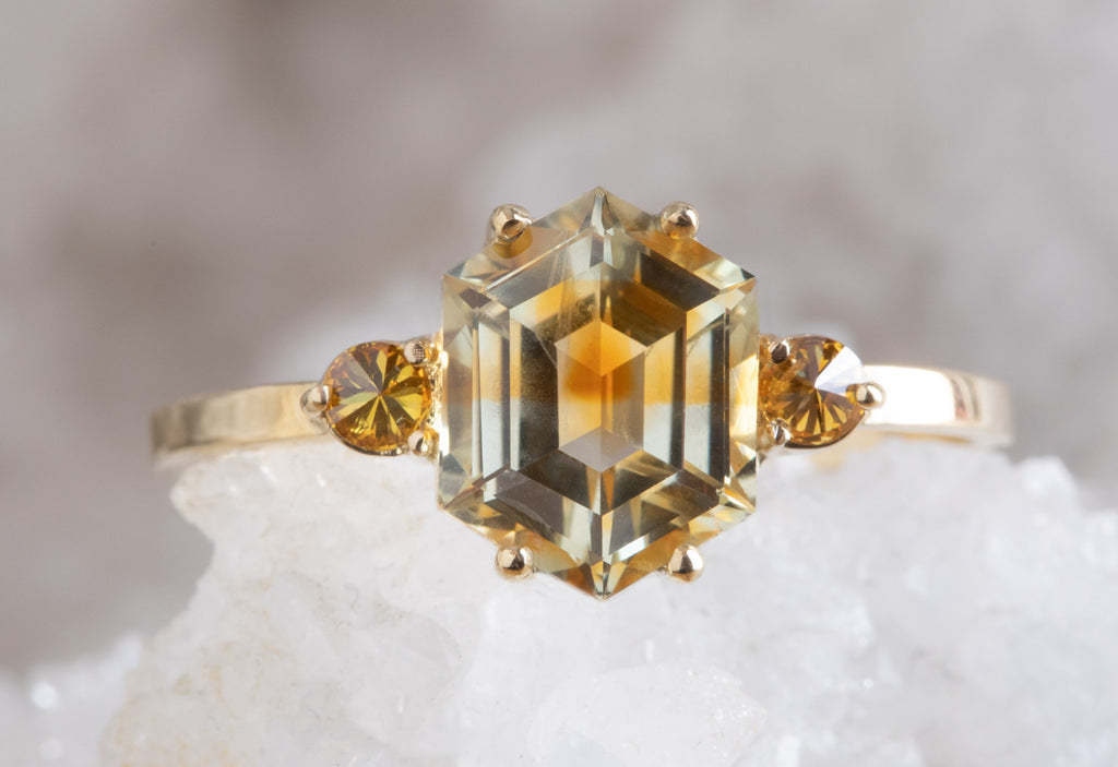 One of a Kind Bicolor Montana Sapphire + Diamond Engagement Ring