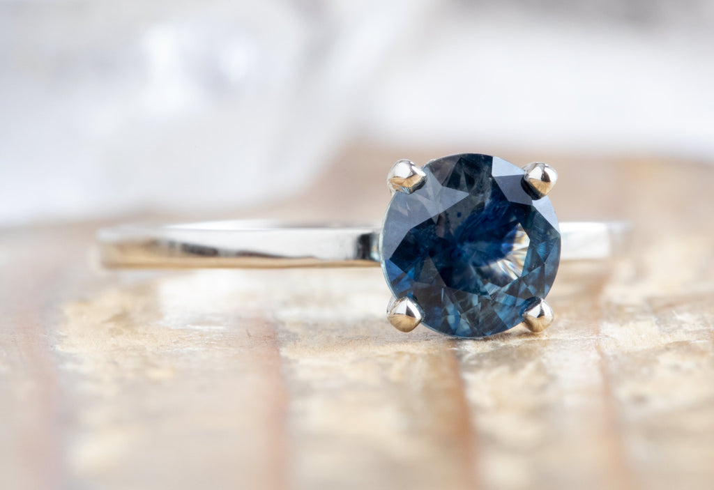 One of a Kind Round-Cut Watercolor Montana Sapphire Engagement Ring