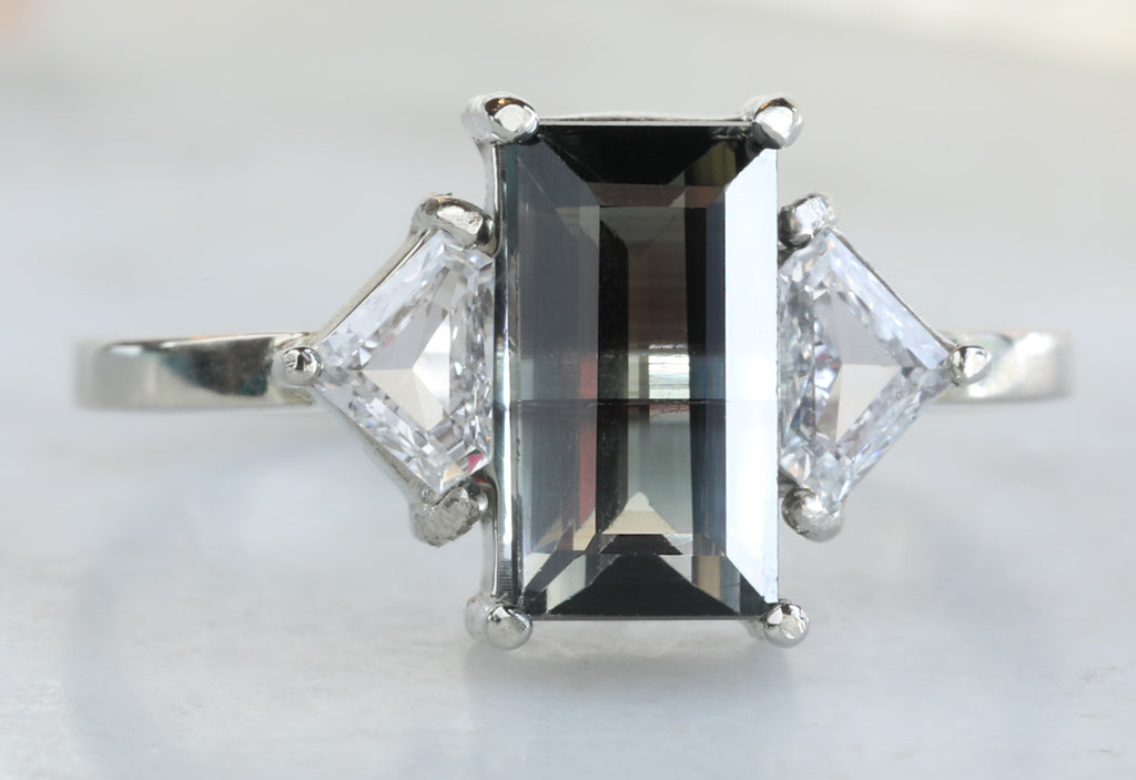 One Of A Kind Bi-Color Tourmaline with Side Diamonds