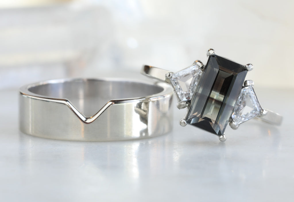 One Of A Kind Bi-Color Tourmaline with Side Diamonds