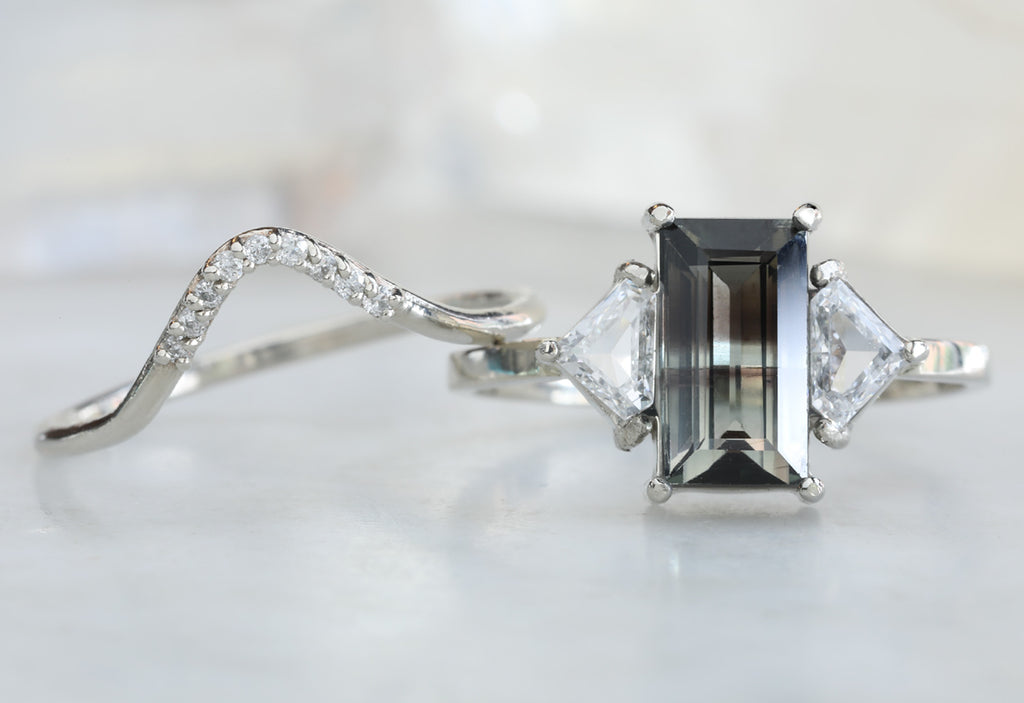 One Of A Kind Bi-Color Tourmaline with Side Diamonds