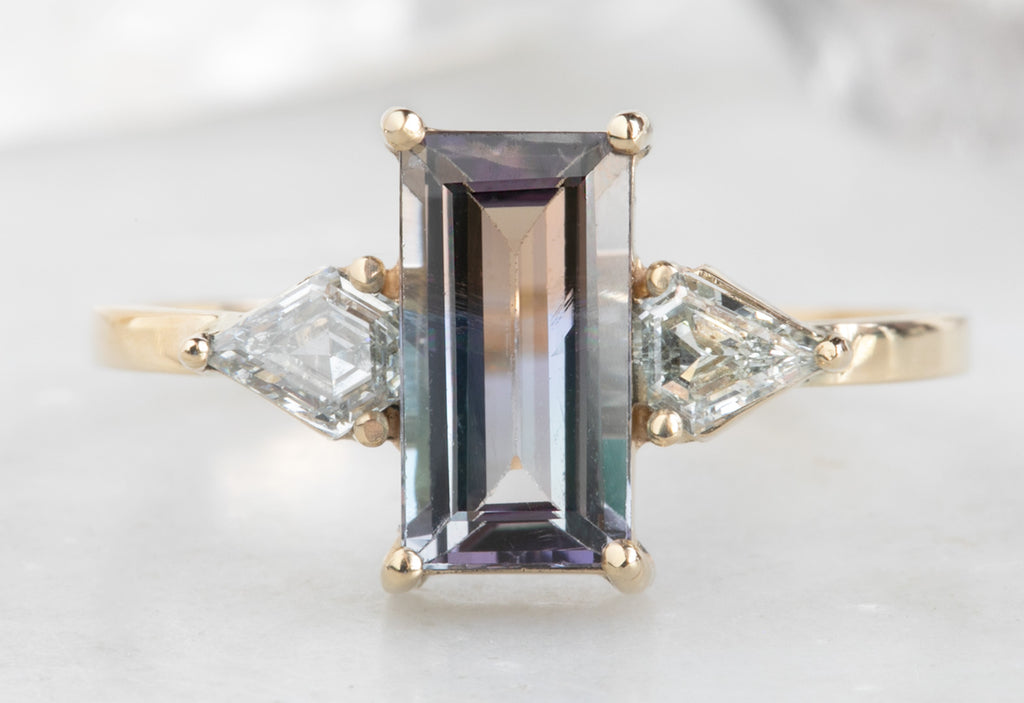 One of a Kind Bicolor Tanzanite + Diamond Engagement Ring