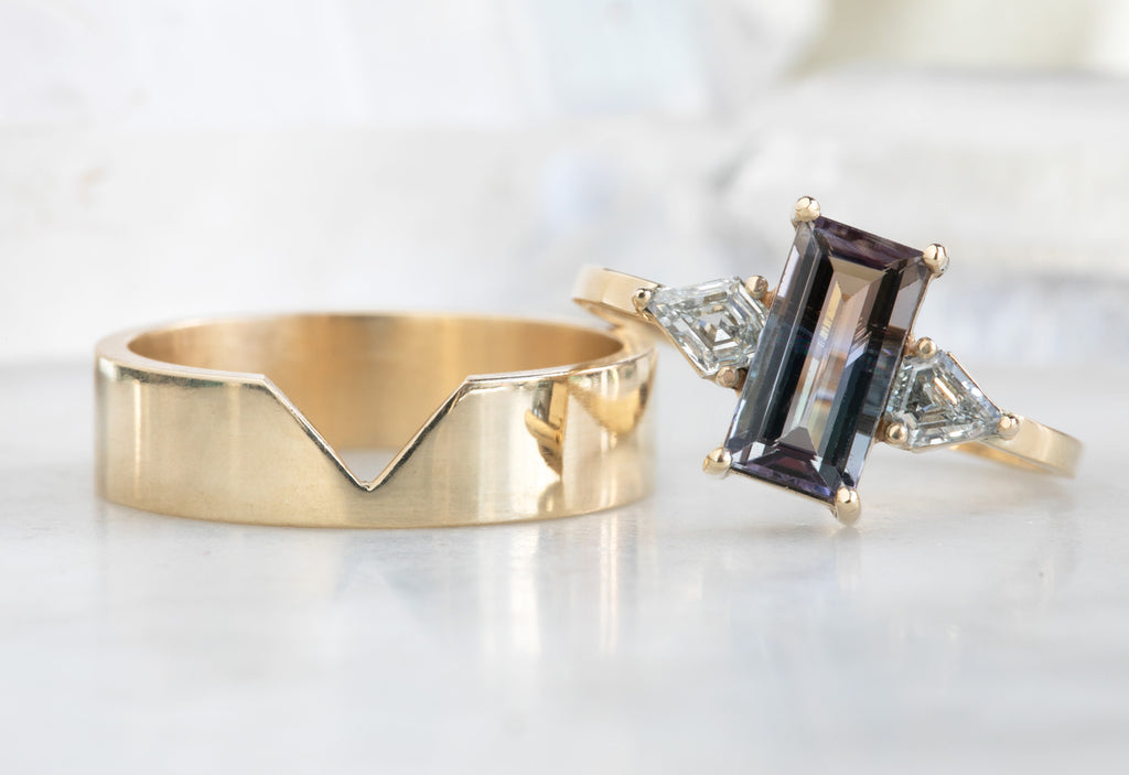 One of a Kind Bicolor Tanzanite + Diamond Engagement Ring