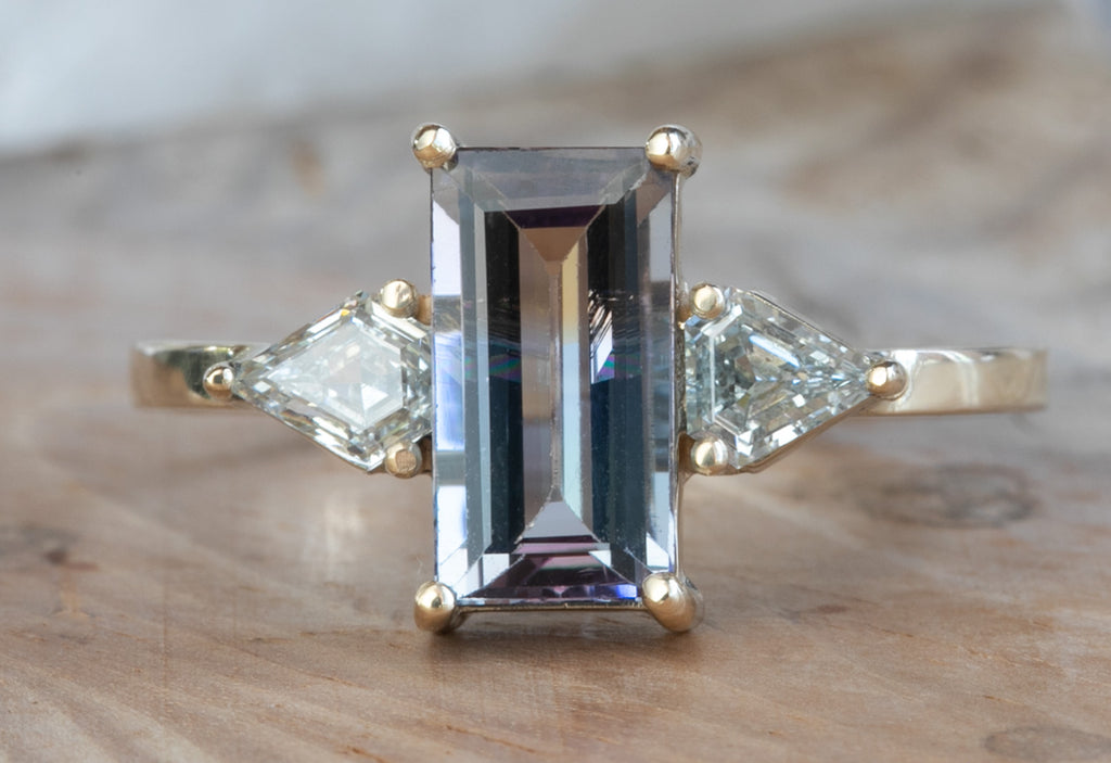 One of a Kind Bicolor Tanzanite + Diamond Engagement Ring