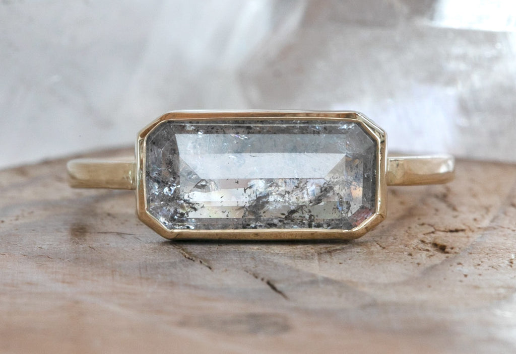 One of a Kind  Emerald Cut Salt + Pepper Diamond Engagement Ring