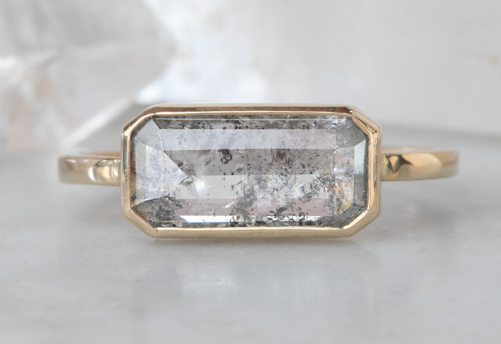 One of a Kind  Emerald Cut Salt + Pepper Diamond Engagement Ring