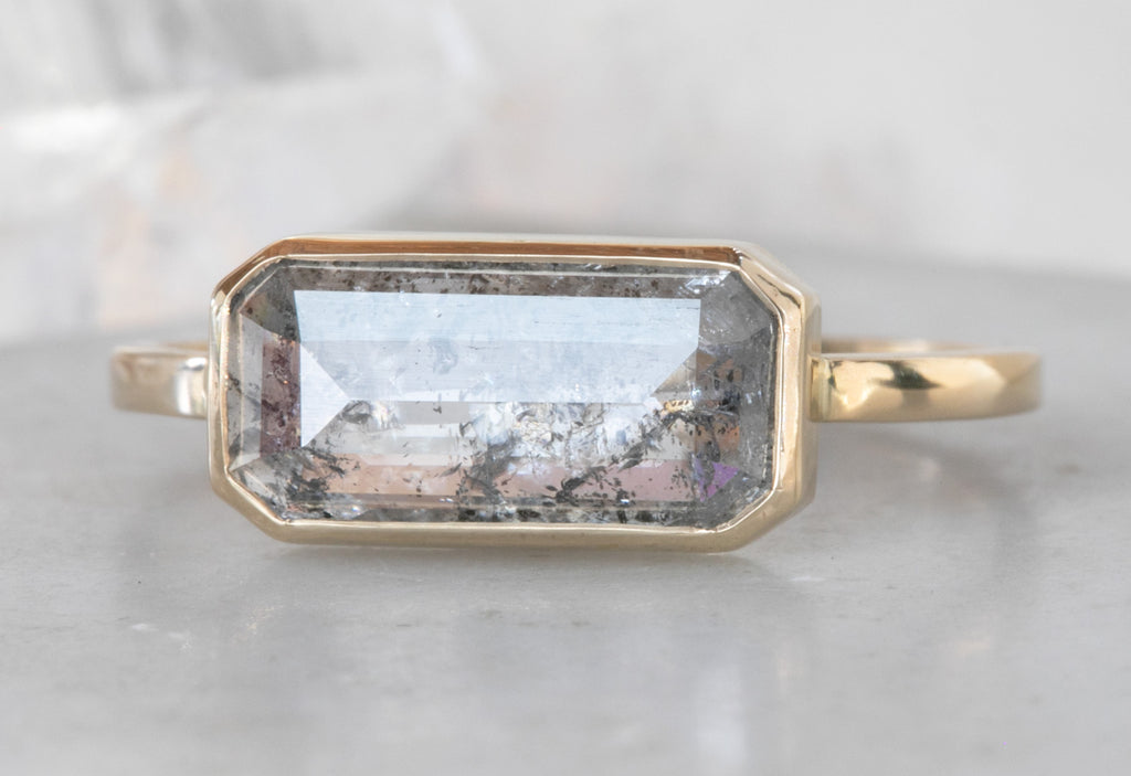 One of a Kind  Emerald Cut Salt + Pepper Diamond Engagement Ring