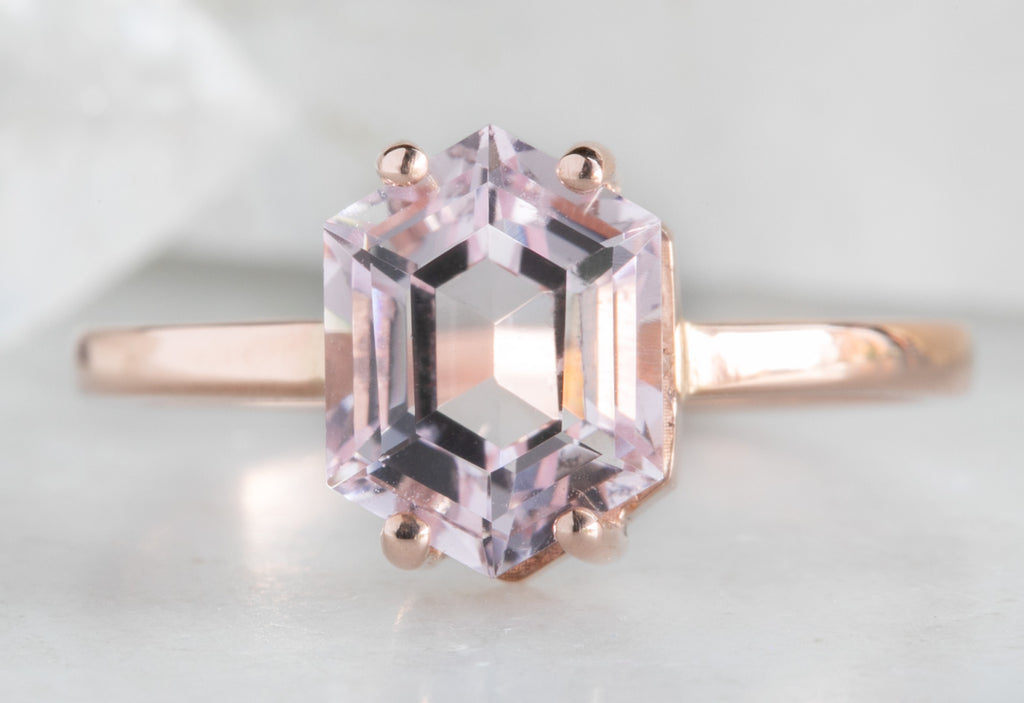 Peach Sunstone Engagement Ring with Diamond Sunburst