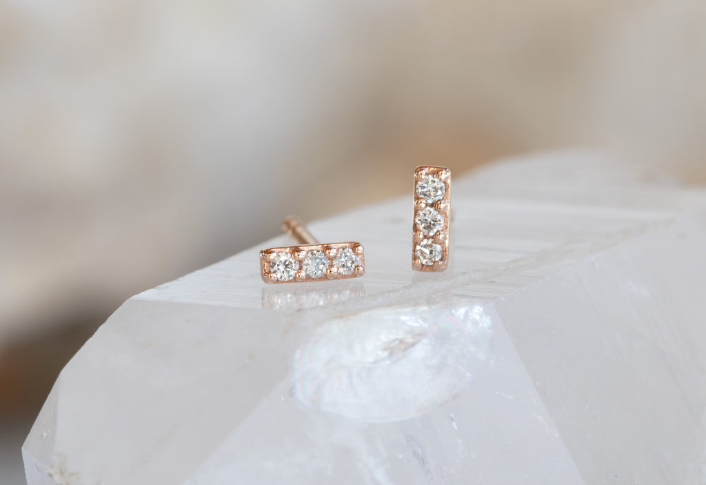 Teensy Diamond Bar Studs