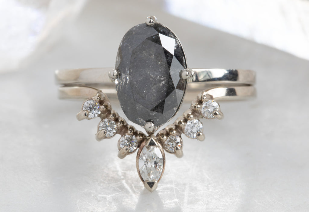 One of a Kind Oval Cut Black Diamond Engagement Ring