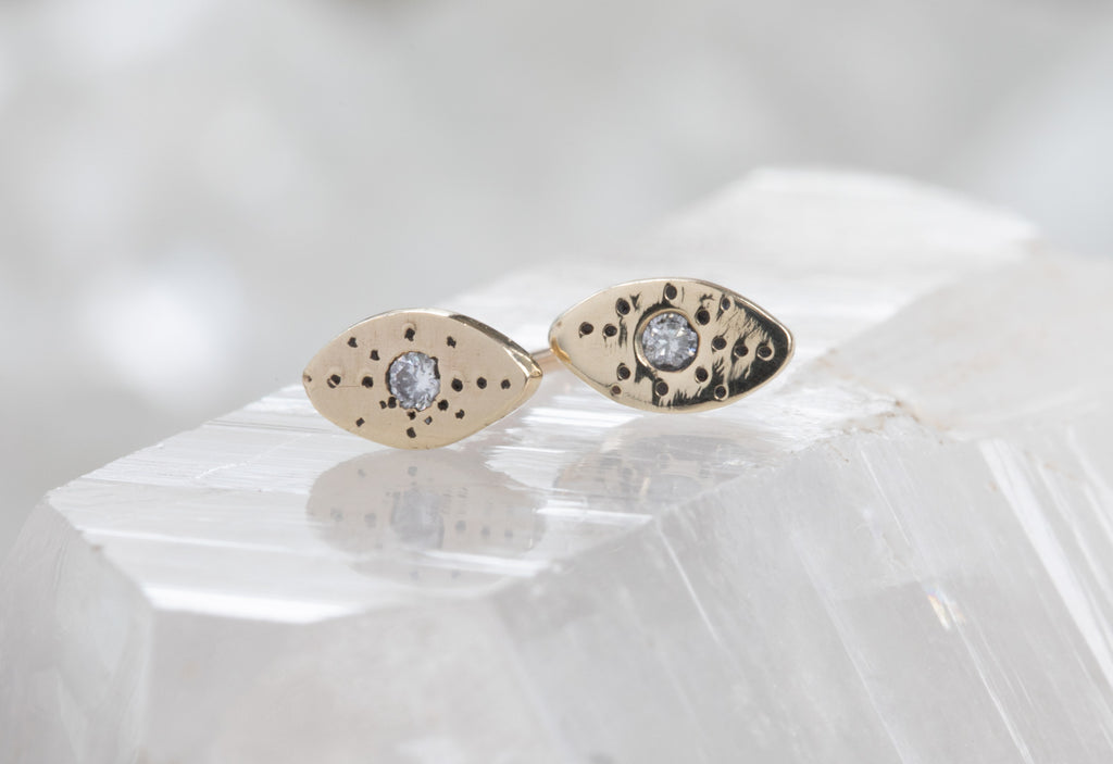 yellow gold Marquise Stardust Stud Earrings on crystal