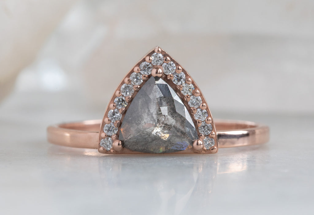 Rose Cut Trillion Diamond Engagement Ring with Half Halo