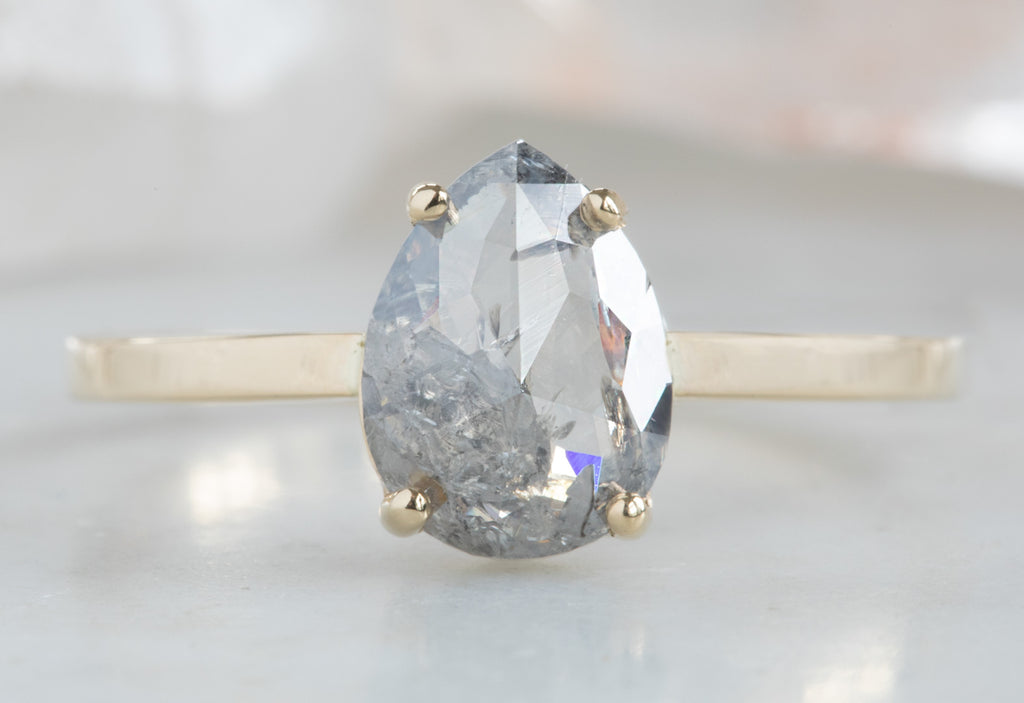 One Of A Kind Rose Cut Salt + Pepper Diamond Engagement Ring
