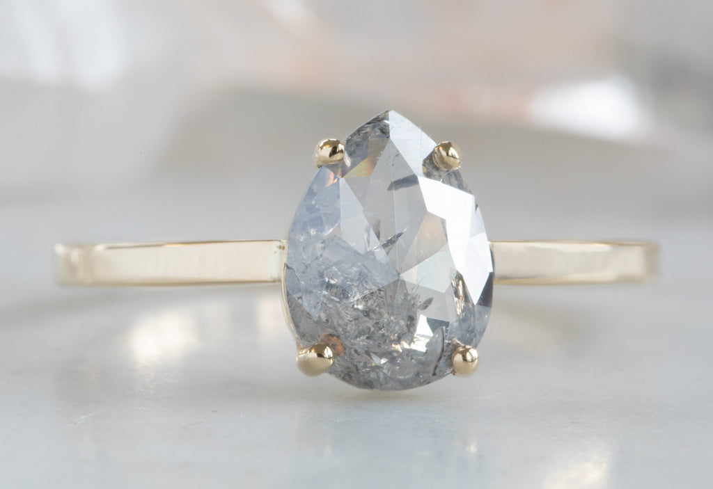 One Of A Kind Rose Cut Salt + Pepper Diamond Engagement Ring