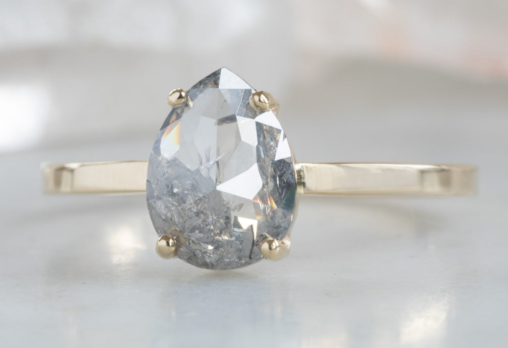 One Of A Kind Rose Cut Salt + Pepper Diamond Engagement Ring