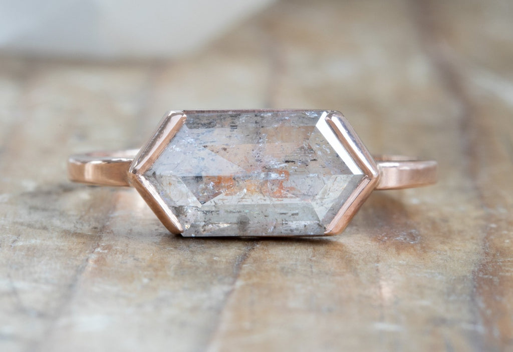 Salt + Pepper Hexagon Diamond Engagement Ring