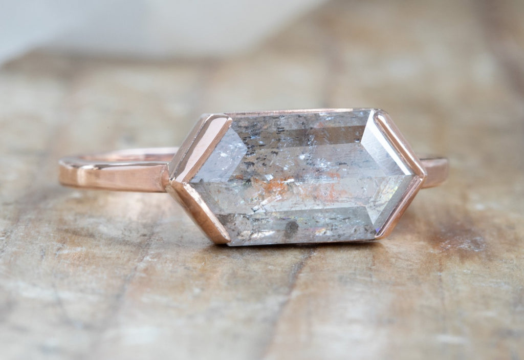 Salt + Pepper Hexagon Diamond Engagement Ring